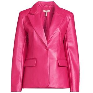 NWT BCBGeneration Faux Leather Blazer Suit Jacket in Pink Peacock - Size XS